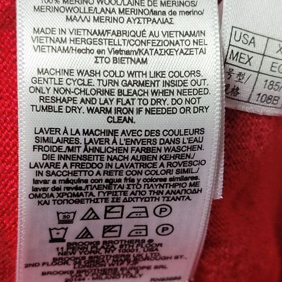 Brooks Brothers Mens Sweater Size XL 100% Supima Cotton V-Neck Red Pullover - Picture 10 of 12